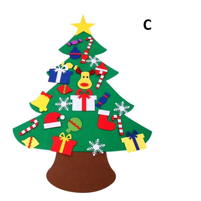 Julgran klistermärke prydnader gör det själv barn leksaker vägghängande årsfest dekoration navidad fönsterdekor: C