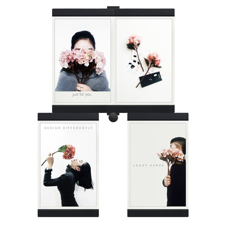 Multi-frame fotoramme høj væg diy collage billedramme med magisk modul boligindretning multifunktionelle fotorammer sæt: Sort