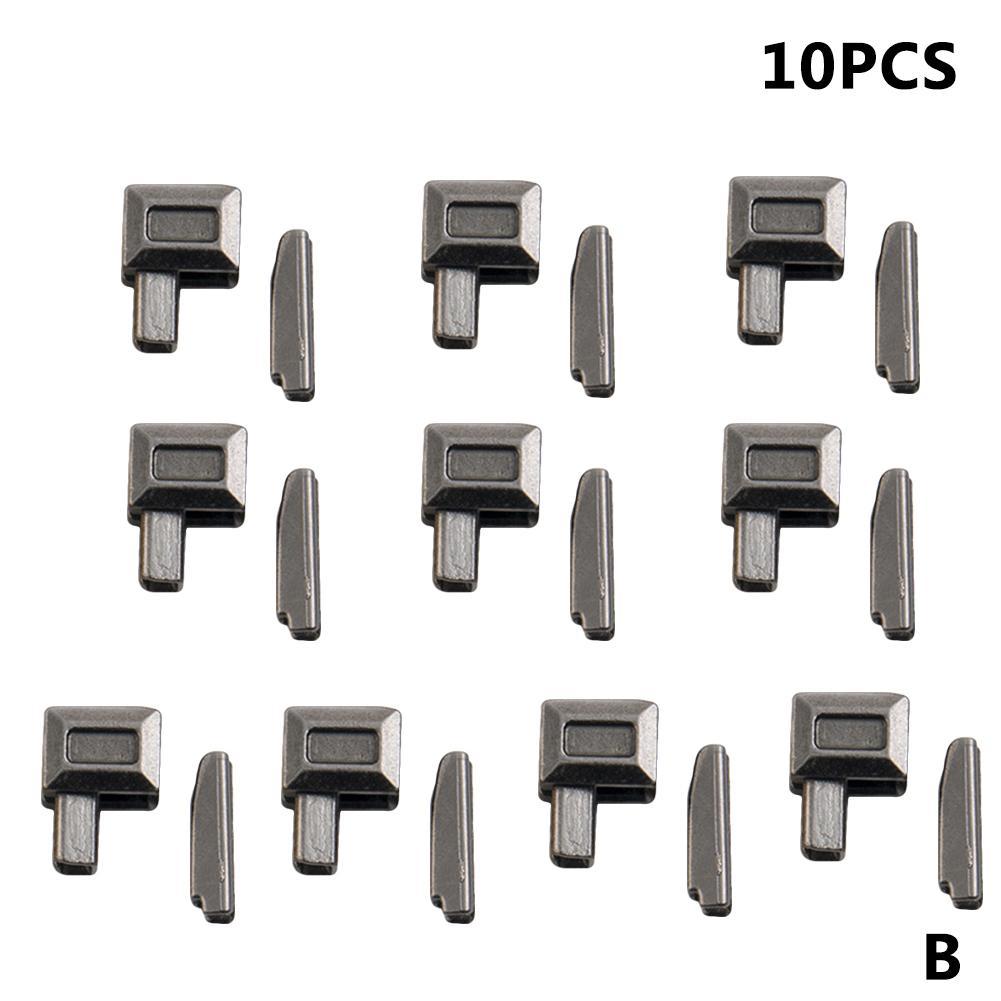 10 Sets Metall-Reißverschluss-Reparatursatz, Reißverschluss-Kopfschieber, Halter, Einfügungsstift, Reißverschluss-Stopp, Zubehör, Stecker zum Nähen, Taschenmantel