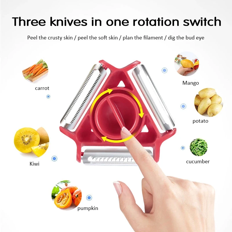 3 in 1 Magic Trio Peeler Set Slicer Shredder Peeler Julienne Cutter Multi Peel Blade Zesters Grater Kitchen Tool Accessories