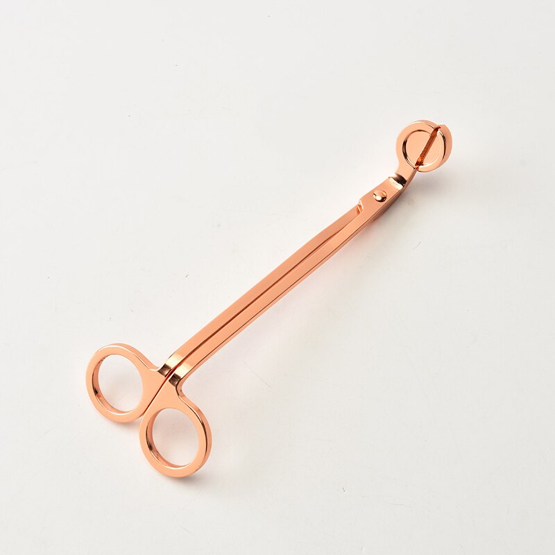 18CM Stainless Steel Candle Wick Trimmer Oil Lamp Trim scissor Cutter Snuffer Tool Hook Clipper Aromatherapy Candle accessories: Rose gold