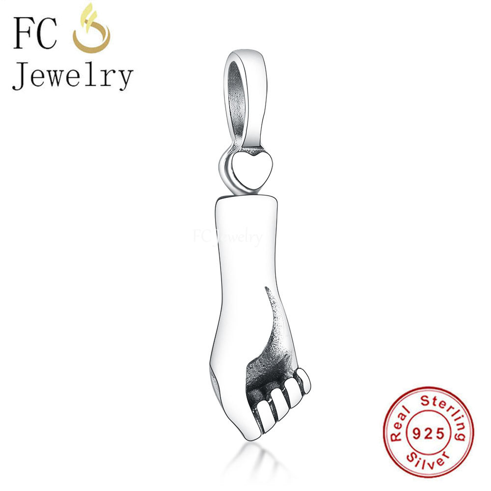 Pulsera con abalorio de plata de ley 925 para mujer, brazalete con de "Te quiero, promesa manos, gesto, corazón rosa, Berloque 2022: FC1072