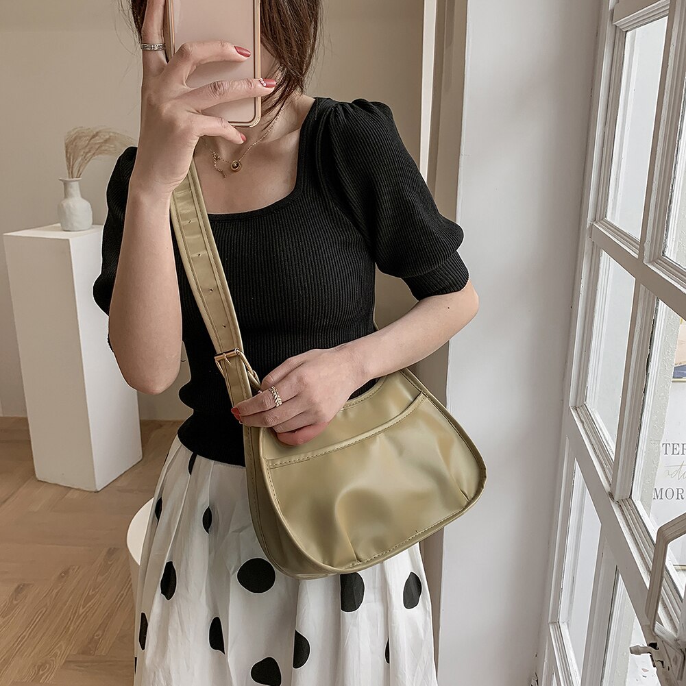 Vintage damentasche, einfarbige umhängetasche aus pu-leder, damenhandtasche, schultertasche für damen