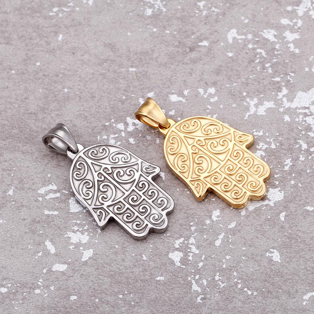 Gold Hamsa Hand Charm Pendant Stainless Steel