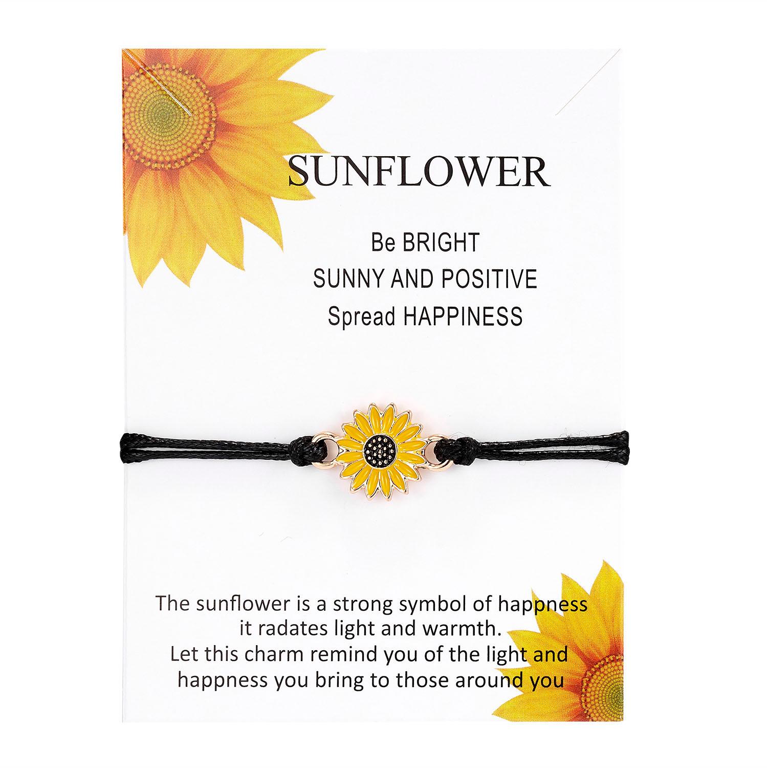 Charm Armband Voor Vriendschap Koppels Zonnebloem Daisy Hanger Armbanden Rode Lucky Zeven Knopen Armband Vrouwen Mannen Wish Sieraden: Sunflower Pendant