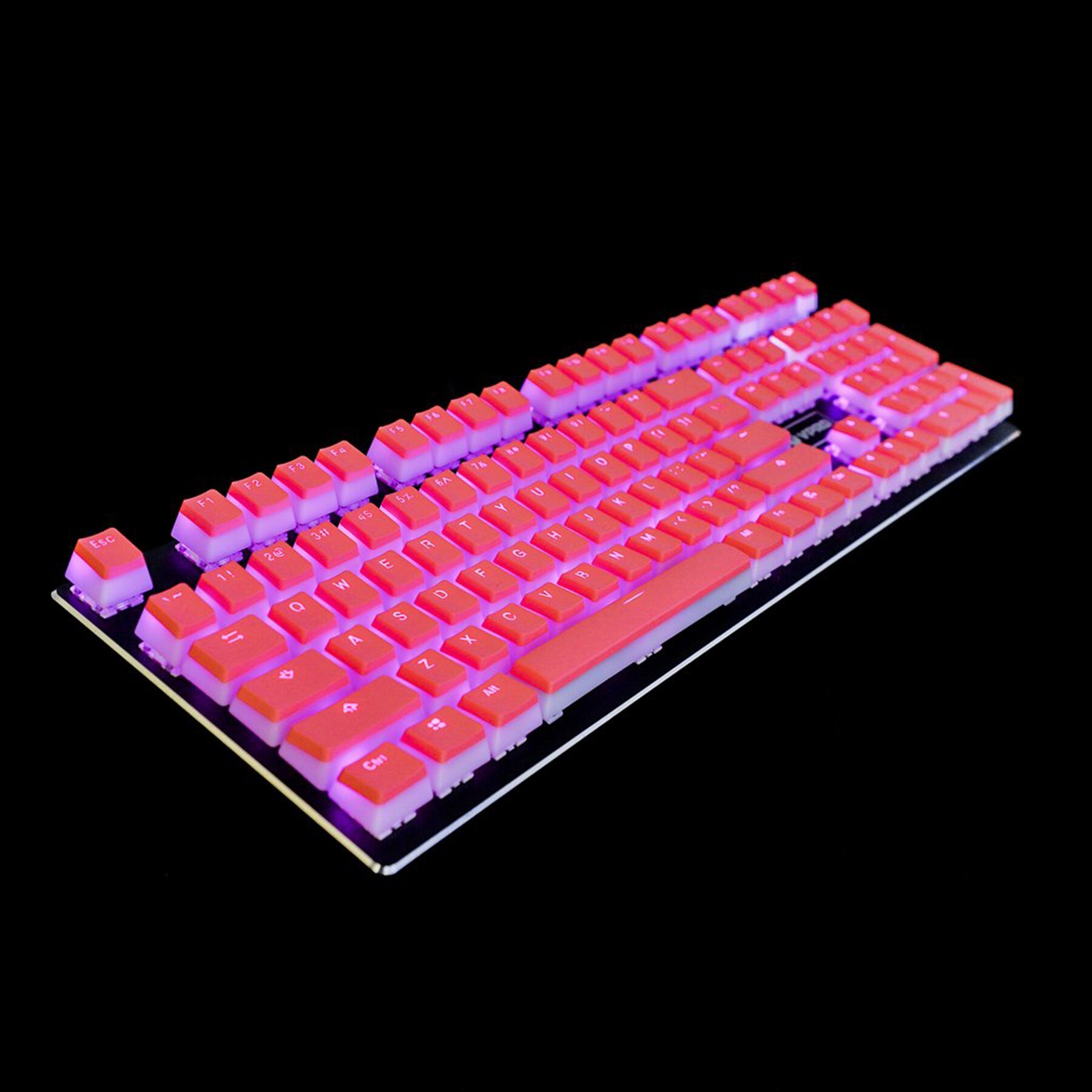 OEM Pudding Shine Through Backlit ANSI ISO 112 Key Double Shot PBT Keycaps For Mechanical Keyboard Keychron GK61X 61 87 104: Pink Pudding