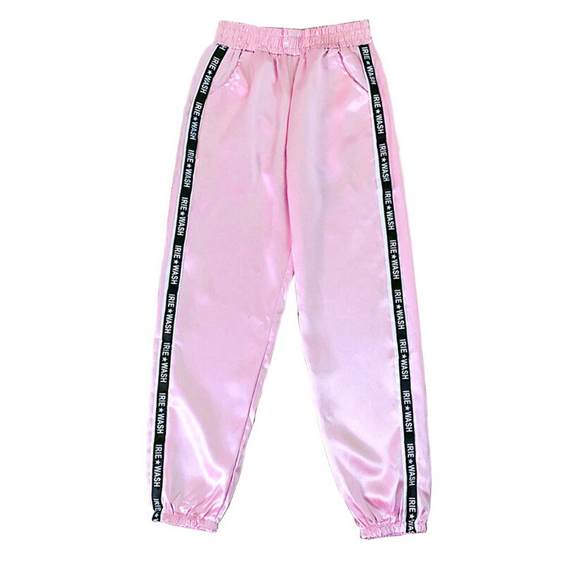 Muyogrt kvinder gym joggingbukser sidestribe elastisk talje blyantbukser kvindelige slanke joggers sportwear træningsdragt plus størrelse xl: Lyserød / Asiatisk størrelse s
