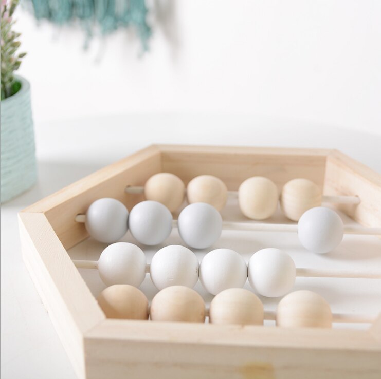Craft Baby Early Learning Educational Toys Scandinavian Style Baby Room Decor Nordic Style Natural Wooden Abacus With beads
