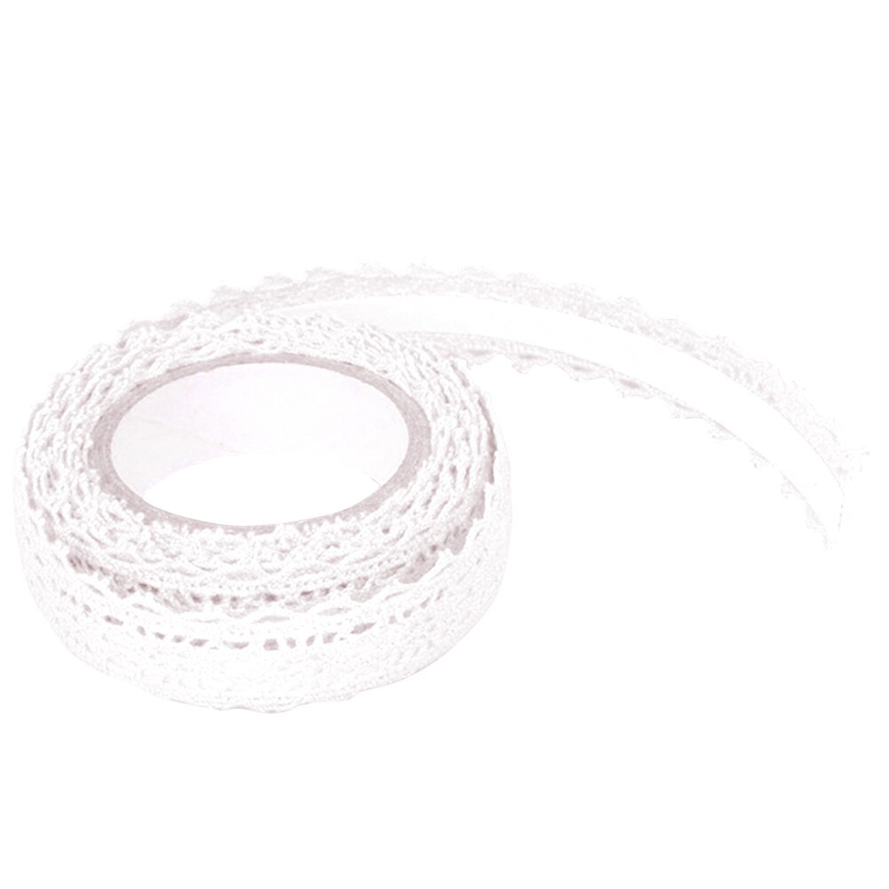 Cloth Tape Self Adhesive Packaging Lace Ribbon Multipurpose Home Scrapbooking Decorative Fabric Trim DIY Craft Wedding Christmas: White