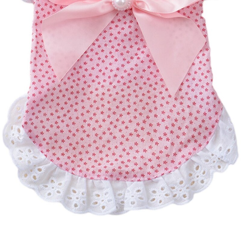 Cotton Lace Floral Bow Pet Dog Dress For Small Dogs Summer Chihuahua Pug Yorkie Clothing Puppy Cat Clothes Dog Wedding Dresses