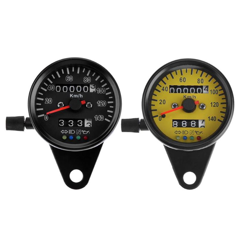 VODOOL Universal Retro Motorcycle Meter Dual Odometer KM/H Speedometer Tachometer Gauge LED Backlight Indicator Light Dial