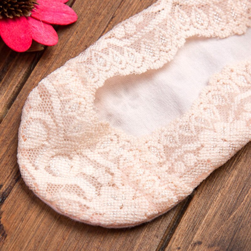 Calcetines invisibles de encaje para mujer, medias de silicona antideslizantes de 360 grados, 10 par/lote