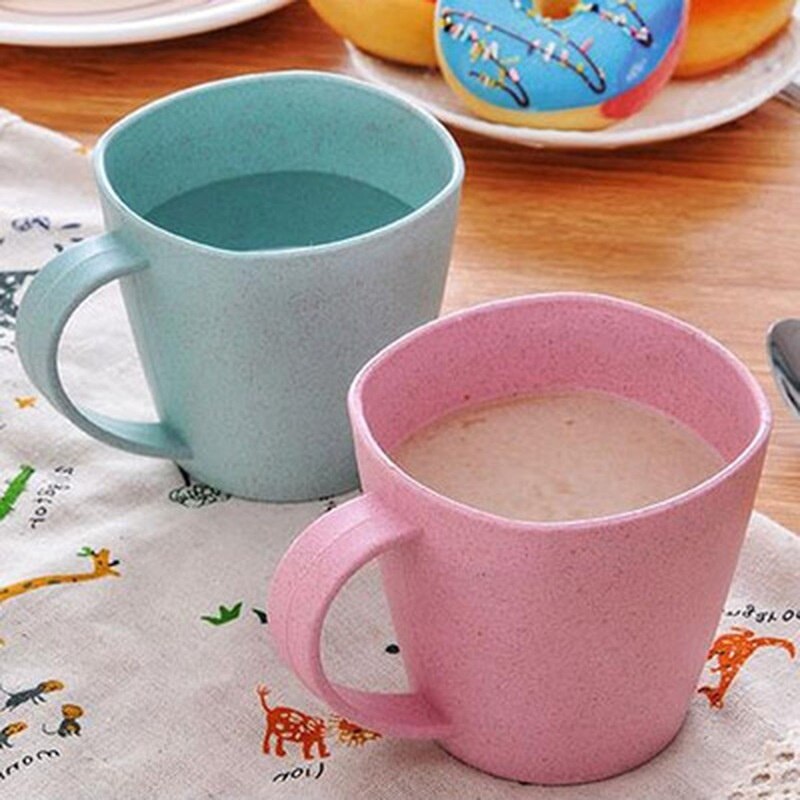 Excellente 1Pc sain blé paille lait tasse Protection de l'environnement épais Anti-tasses chaudes
