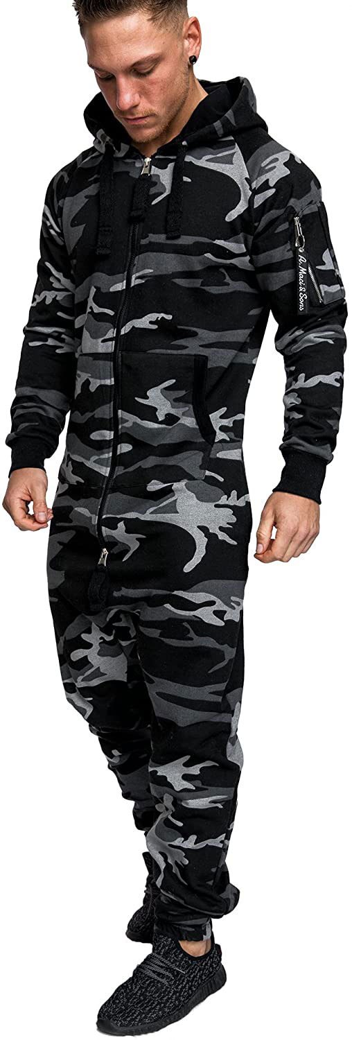 Syksy ja talvi tyyli miesten hupullinen fleece-haalari naamiointi käsivarsi vetoketju rento puku miehille setit