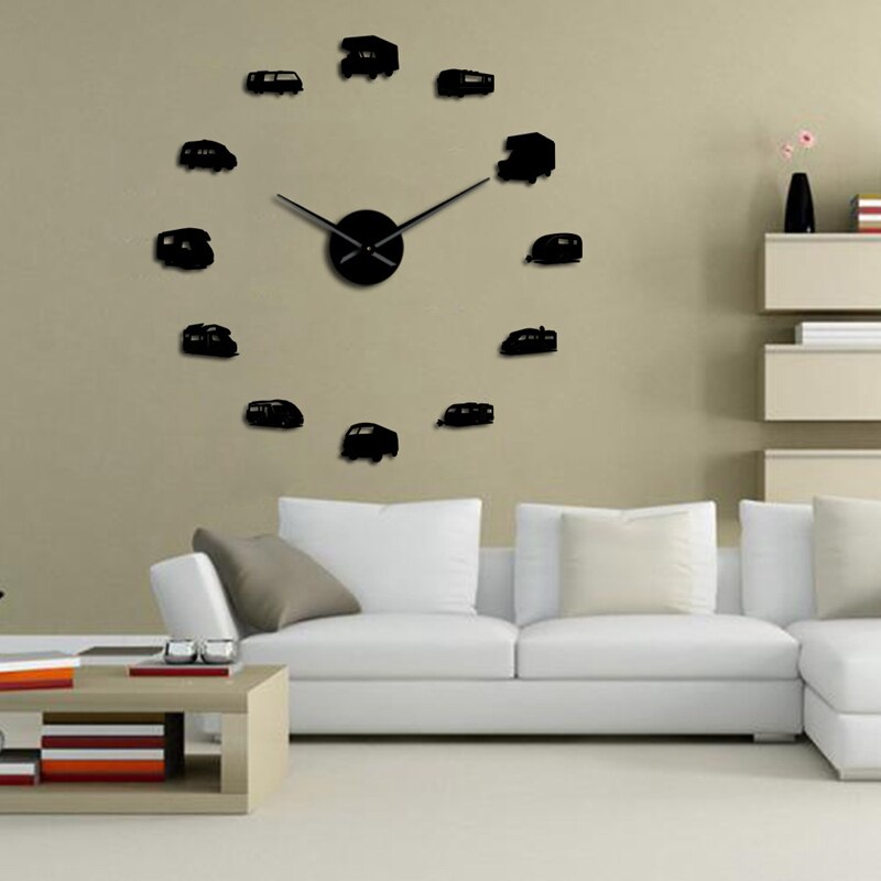 Car Shape 3D Acrylic Mirror Wall Clock, Oversized Wall Clock In Living Room, Home Decoration