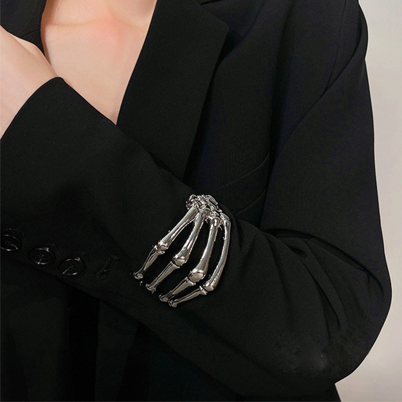 Cuban Link Kette Armband - Punk Gothic Skelett Hand - Verstellbares Manschetten Schmuck für Herren Damen