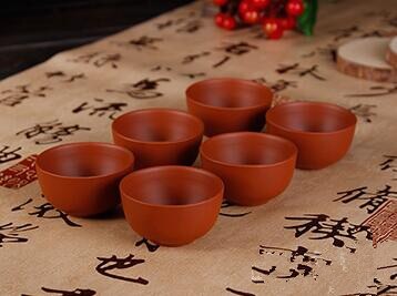 12 Stks/partij Yixing Kopjes Kungfu Thee Cup Paarse Klei Thee Set 30Ml Cups Drinkware Porseleinen Thee Set: full red