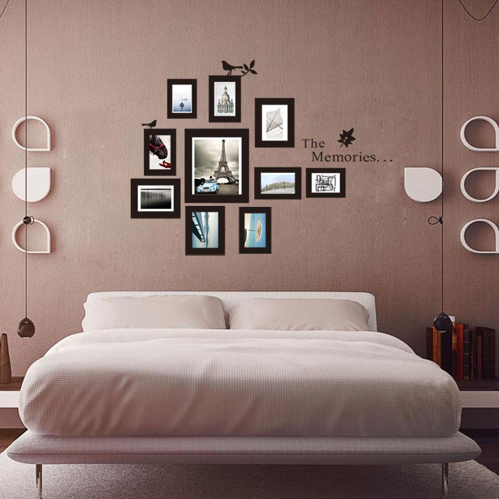THE MEMORIES Photo Frame Bird Wall Stickers Vinyl Bedroom Living Room Removable Self-Sticking Sticker Mural