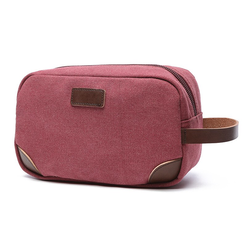 Neue Leinwand Kosmetik Tasche mit Leder Griff Reise Männer Waschen Rasieren Toiletry Lagerung Wasserdichte Wc Veranstalter Tasche Necessaire: red