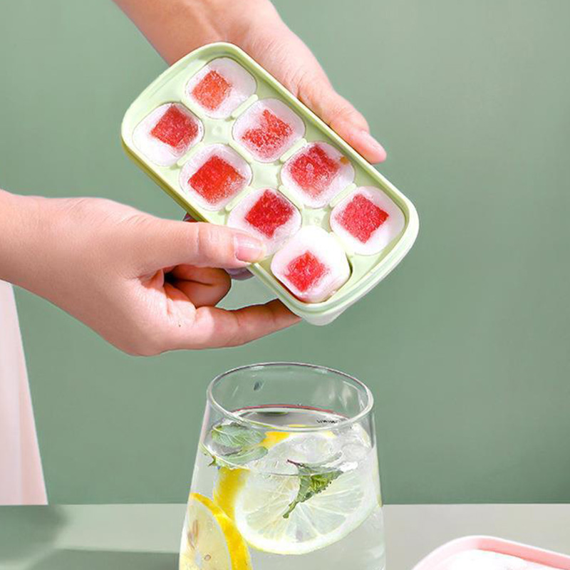 8 Cavity Square Ice Cube Trays Reusable Silicone Ice Cube Mold Bpa Free Ice Maker With Removable Lids Kitchen Accessories