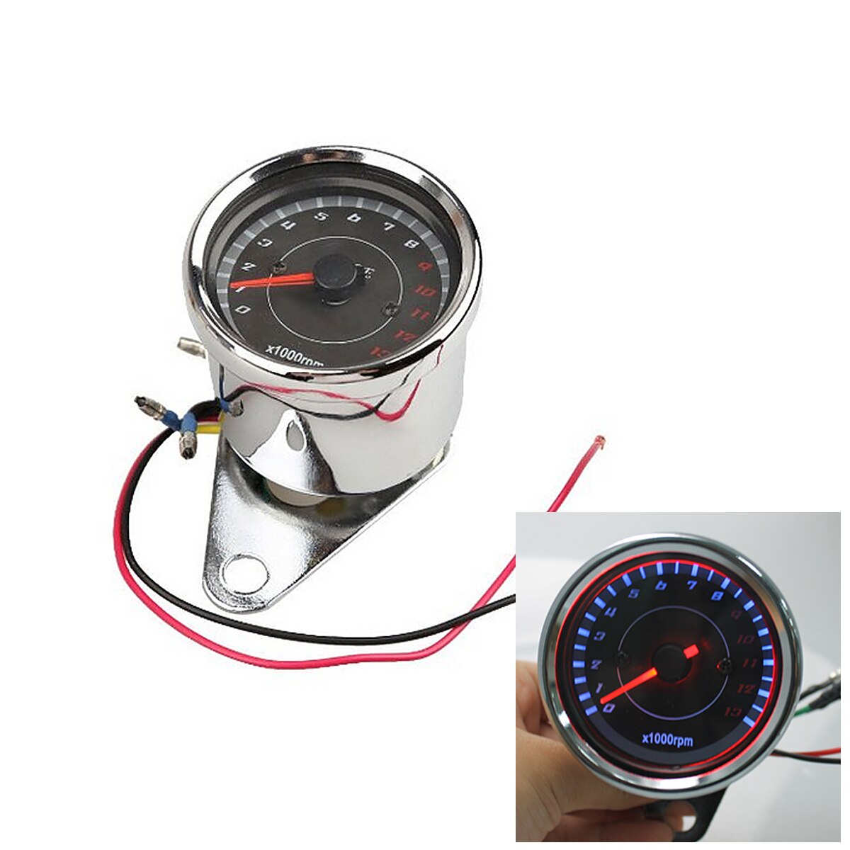 Universal Motorcycle Speedometer Tachometer Odometer Gauge with Night Light