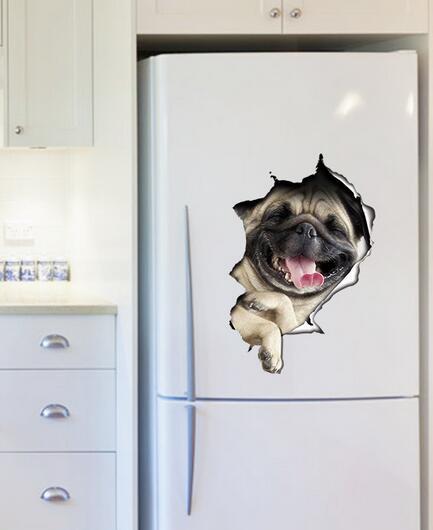 Katte 3d væg klistermærker toilet klistermærker hul visning levende hunde badeværelse til boligindretning dyr vinyl klistermærker kunst klistermærke plakat: -en