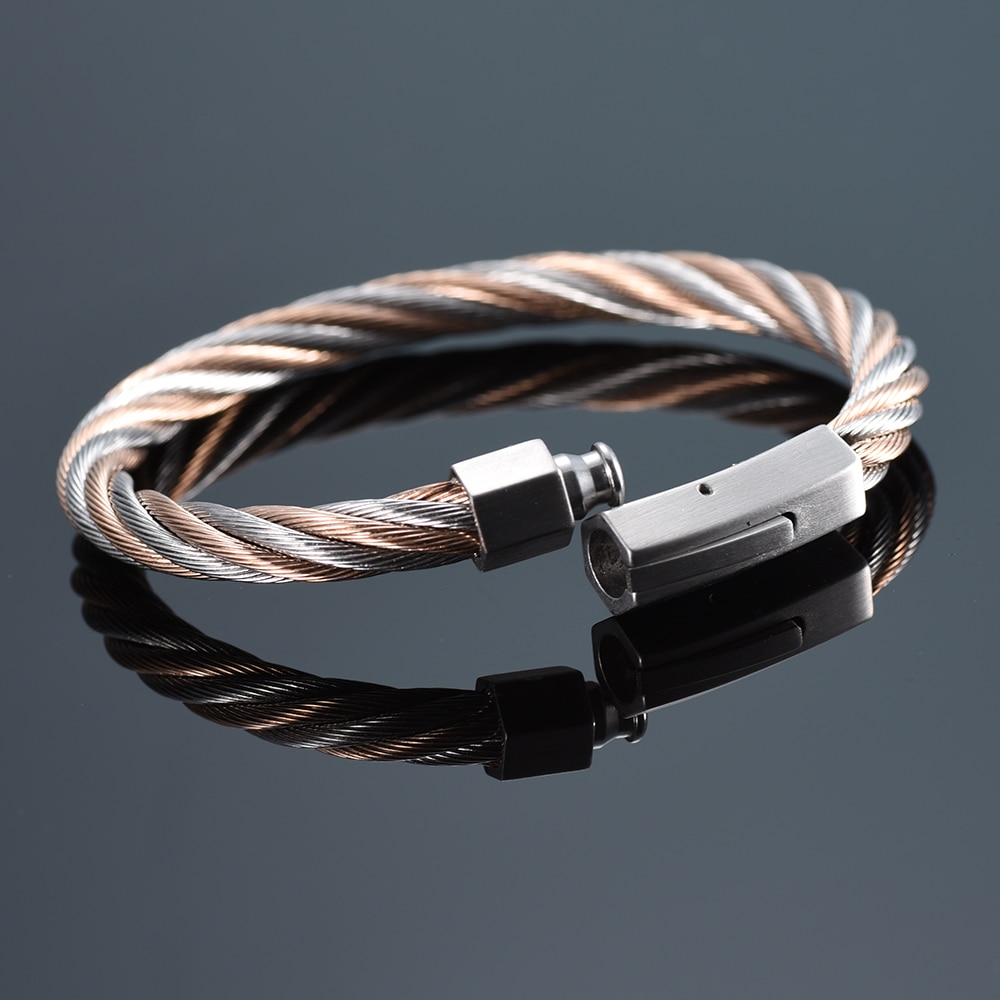 Rustfrit stål farve blandet kabel magnetisk armbånd minnesmærke kremering smykker aske urne til kæledyr / menneske