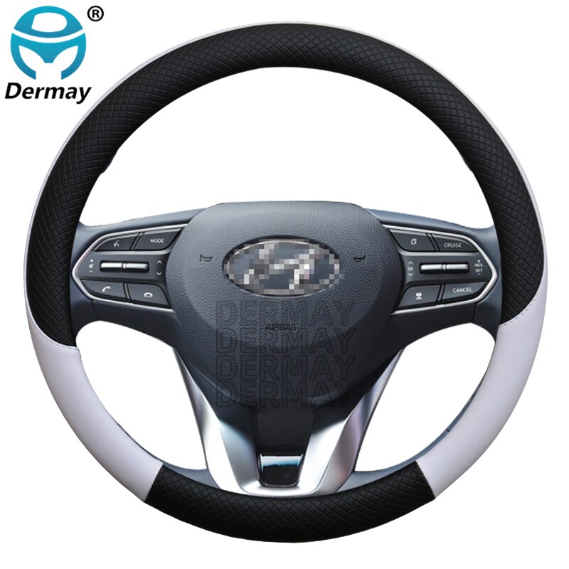 Voor Hyundai Palissade Auto Stuurhoes Lederen Anti-Slip 100% Dermay Auto Accessoires: WHITE