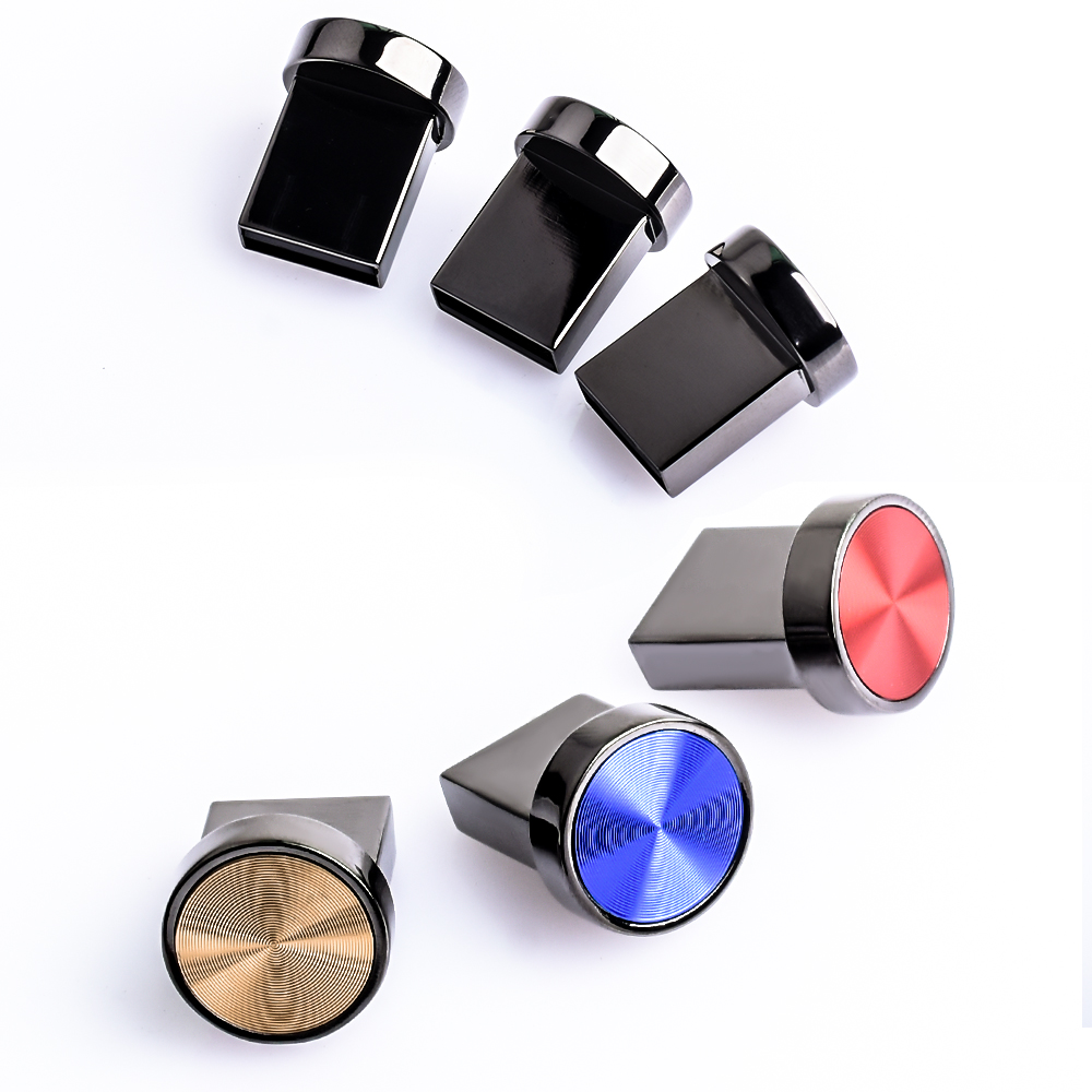 Mini pulsante in metallo chiavette USB 128GB Memory stick blu 64GB Fashion Water Proof Pen drive 32GB disco di archiviazione Mobile 16GB