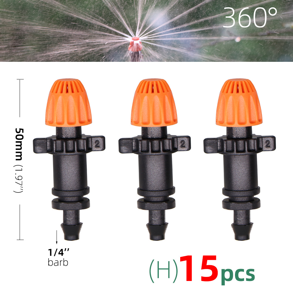 15PCS 90°/180°/360°/Strip Garden Watering Nozzles Irrigation Spraying Sprinklers Angle Optional Stakes Barbs Screw Connectors: Hx15pcs