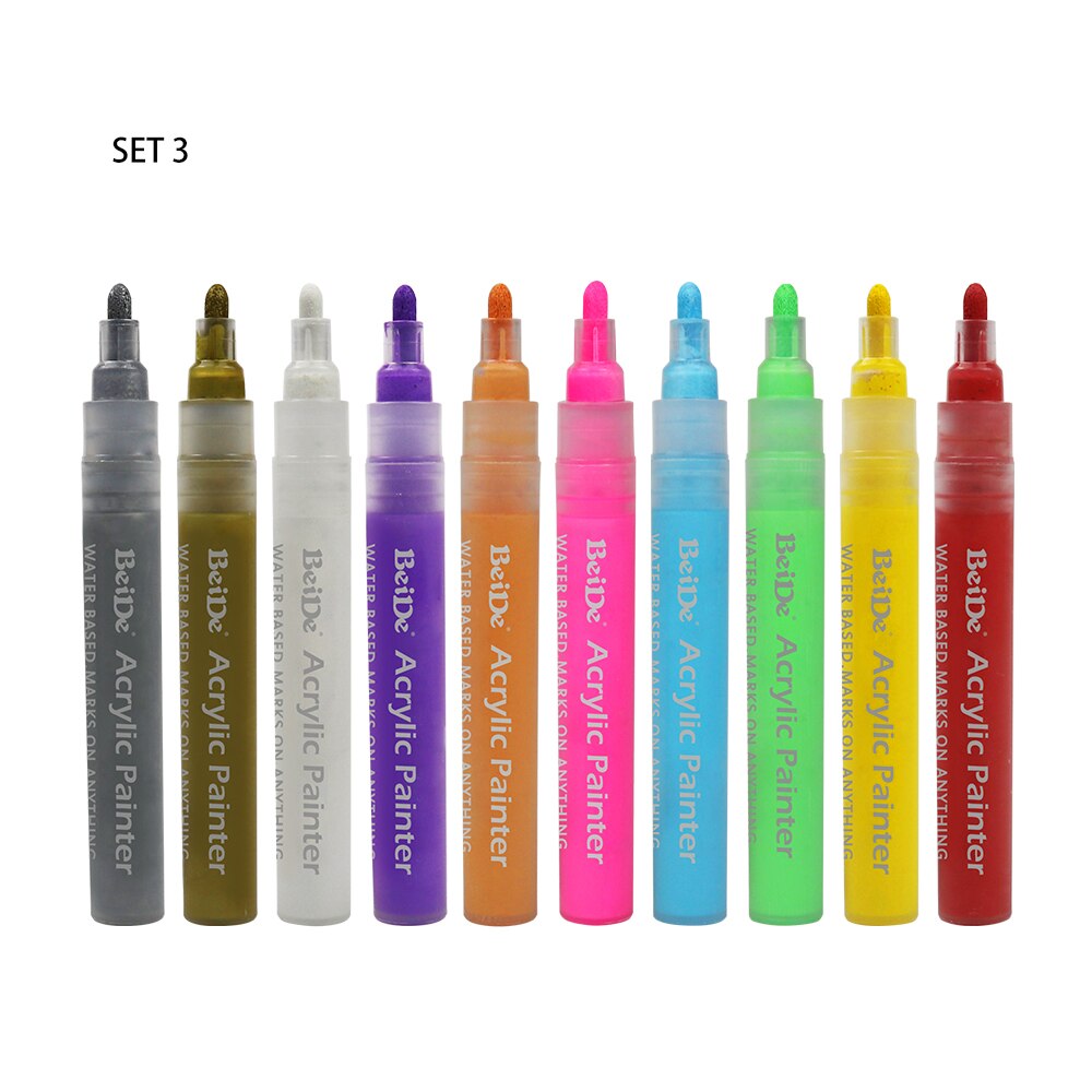 Rotuladores de pintura acrílica a base de agua, rotuladores permanentes no tóxicos con punta Reversible de 6mm, para pintar a base de agua, DIY, paquete de 56 unidades: Set 3