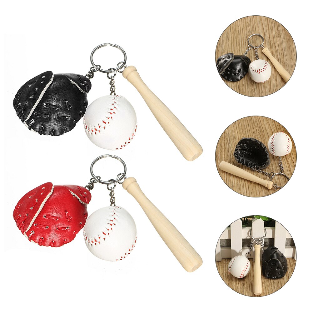 2 einstellen Realistische Baseball Anzug Schlüssel Ketten Baseball einstellen Schlüssel Anhänger Schlüssel Dekore