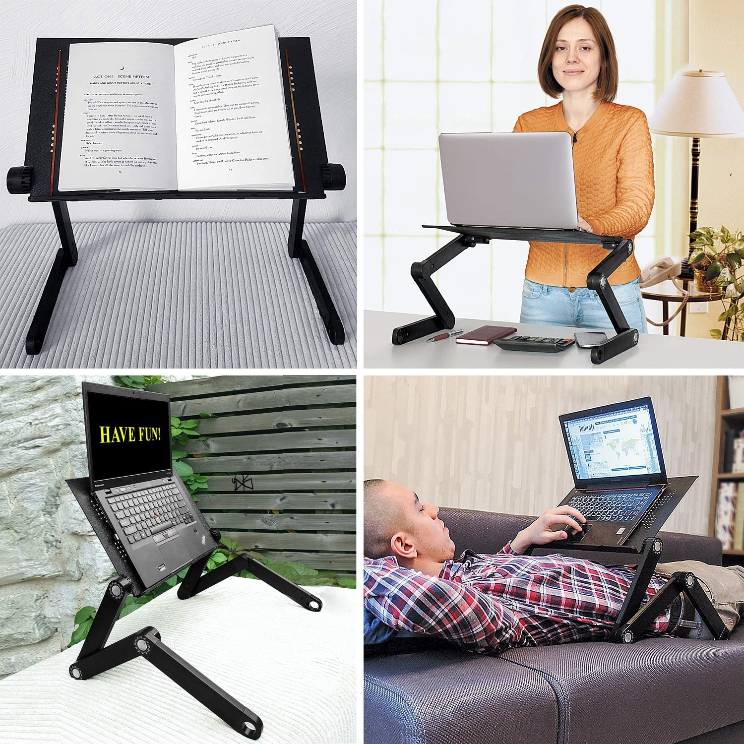 Adjustable Laptop Table - Foldable Lap Desk for Sofa Bed - Aluminum Portable Bed Tray