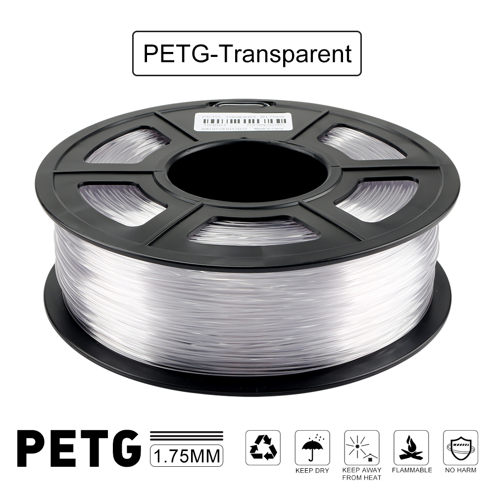 Hiprecy PETG 3D Printer Filament 1.75mm Dooling Material Black Color PETG 3D Filament Consumables 1KG/2.2LBS
