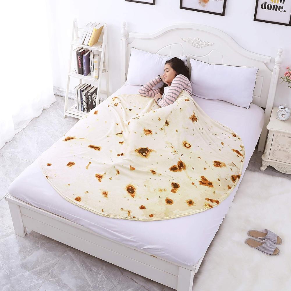 Burrito zawinąć nowość koc na łóźko sofa doskonale kreatywny prezent okrągły Tortilla piknik w domu dla dzieci nadające się robić noszenia mata ciepły miękki szal