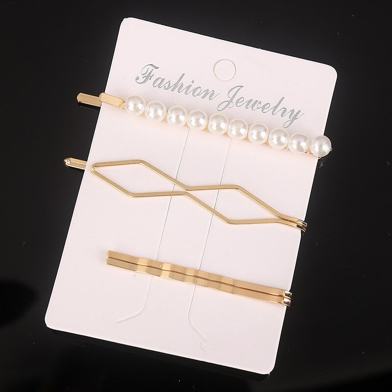 1Set Vrouw Parel Haarspelden Legering Haarspeldjes Geometrische Goud Haar Clip Zoete Hoofddeksels Haarspeldjes Hoofdband Haar Accessoires: C4