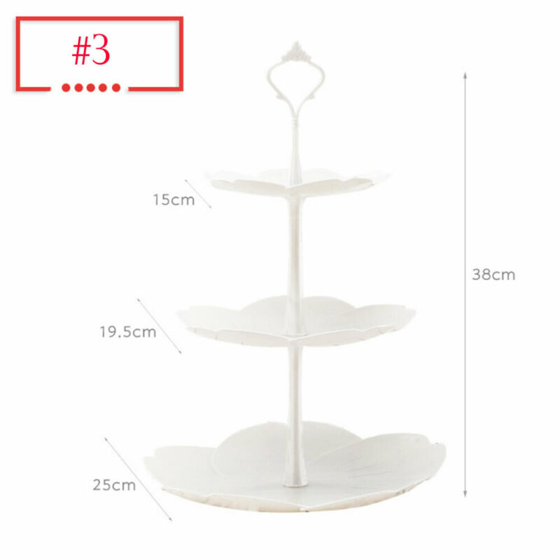 3 Tier Plastic Taart Staan Afternoon Thee Bruiloft Platen Partij Dessertbord Fruit Groente Opbergrek Tablewaretool Houder