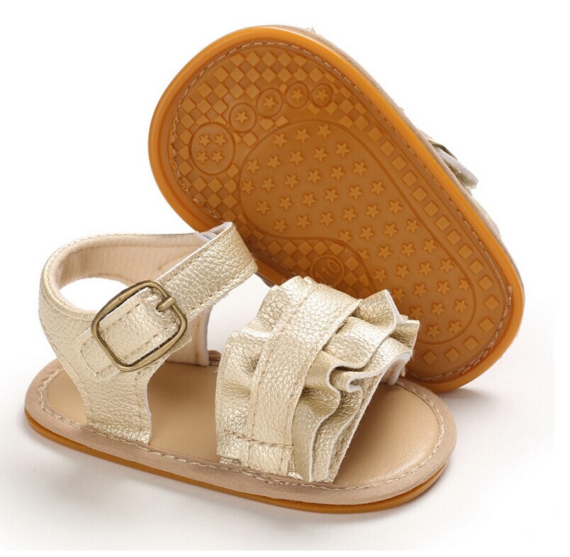 Baby 2020 trend baby meisjes zomer sandalen pu leer ruches zachte zool antislip stijlvolle strand casual schoenen schoeisel: 1 / 12