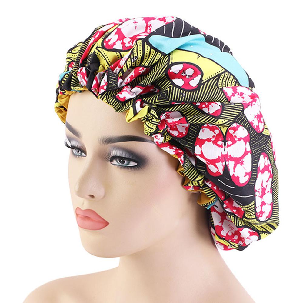 Dots Floral Women Reversible Adjustable Hair Care Cap Night Sleep Hat Bonnet satin bonnet hair bonnet hair bonnet for sleeping: Ellipse Yellow