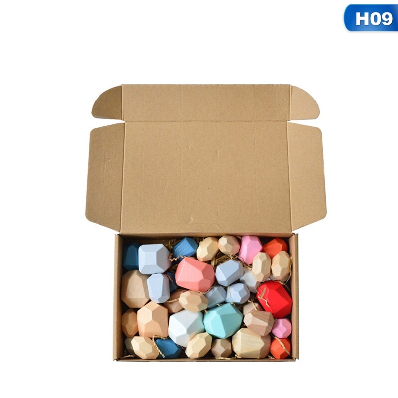 Kinderen Houten Regenboog Kleur Steen Bouwsteen Educatief Speelgoed Creatieve Nordic Stijl Stapelen Spel: H09-36Pcs