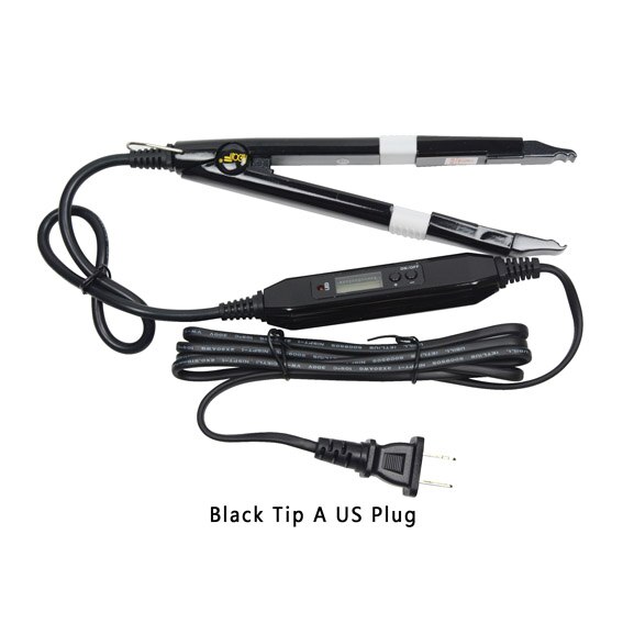 Extensión de cabello por fusión, Conector de hierro, herramientas de unión de queratina, Conector de calor de fusión de temperatura ajustable, 1 ud.: Black TIP A US Plug