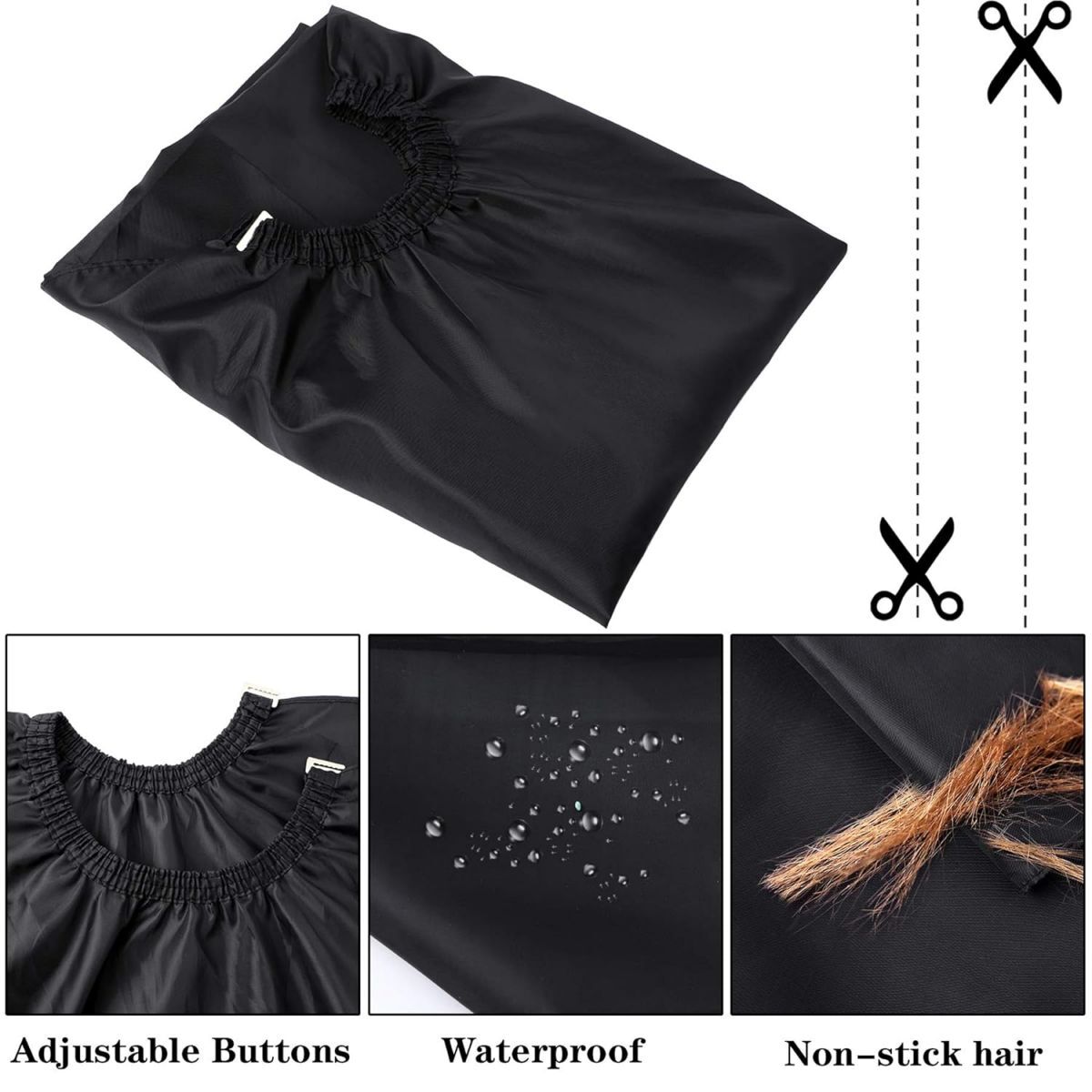 Capa de peluquero de salón negra para hombres y mujeres, capa de corte de pelo, capa de peluquería, delantal de corte de pelo, champú para el cabello, herramientas de tinte, accesorios