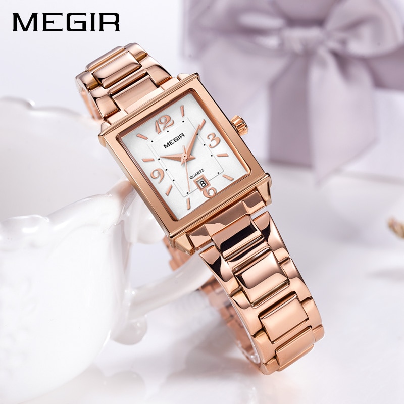 Megir Dames Horloges Rose Gold Luxe Vrouwen Armband Horloge Voor Liefhebbers Mode Meisje Quartz Horloge Klok Relogio Feminino 1079