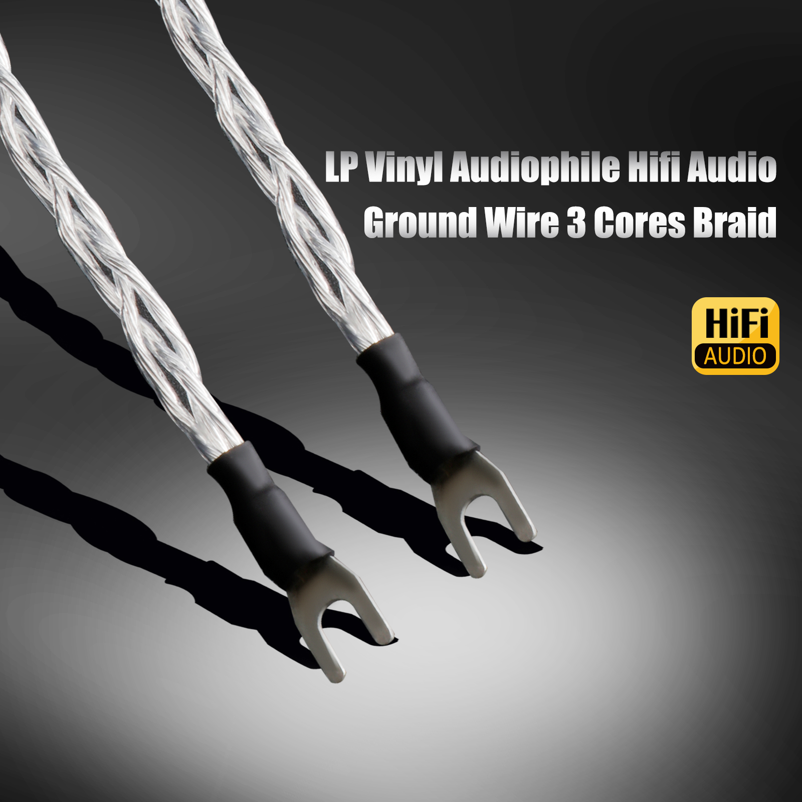 HiFi Audio Aarddraad Drie gevlochten LP Vinyl Phono Signaallijn met Y-stekker Grammofoon Draaitafel Versterker Aarddraad