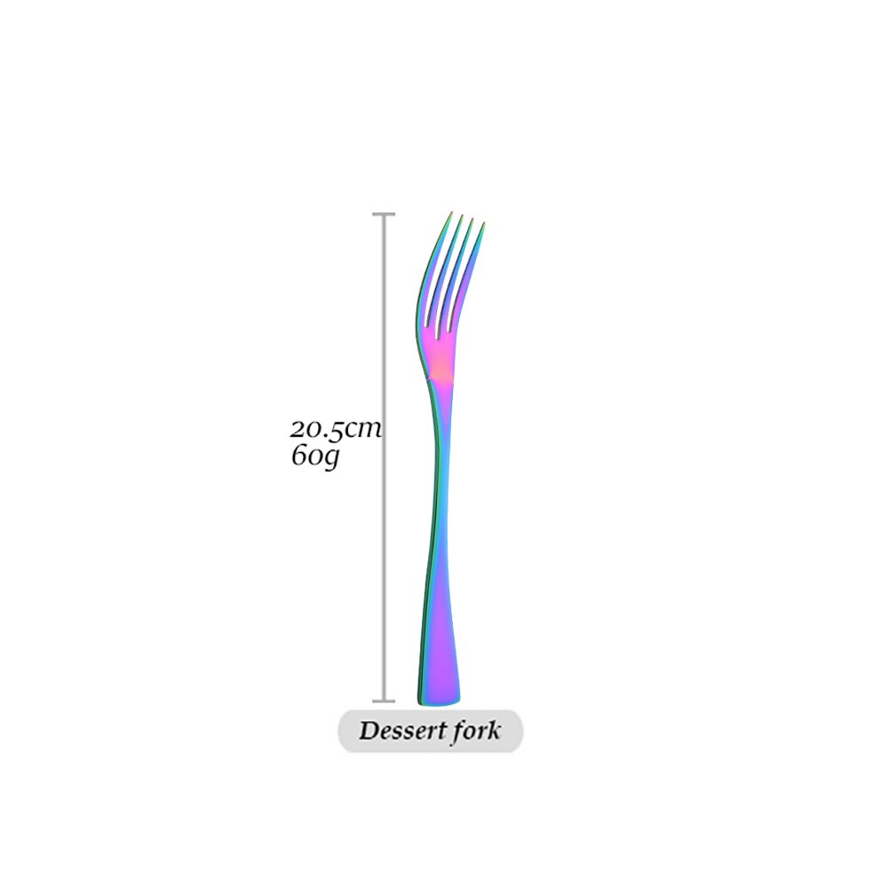 Regenboog 18/10 Rvs Servies Set Kleurrijke Steak Mes Diner Lepel Vork Bestek Set Party Restaureant Servies Set: Dessert Fork