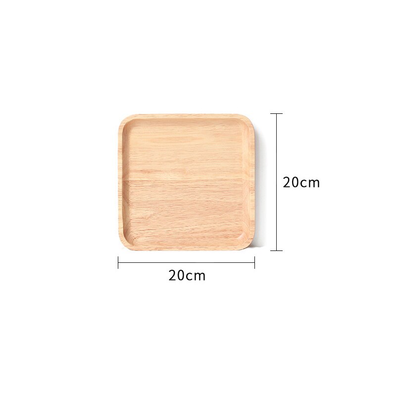 Whole Wood Lovesickness Wooden Tray Tableware Round Solid Wood Plate Dishes Saucer Tea Tray Dessert Dinner Plate Home Dinnerware: Square-20cm