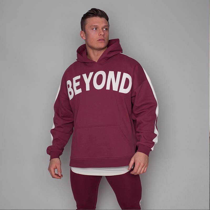 Casaco com capuz masculino, jaqueta larga europeia e americana para treinamento esportivo fitness e casual: M / Vermelho