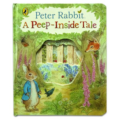 3D Engligsh Peep Libri di 14 pagine di Cartone con Hollow includono Animali Giardino Dinosauro per I Bambini Prima di Coricarsi Libro di Storia 19.5*16.5 centimetri: Rabbit