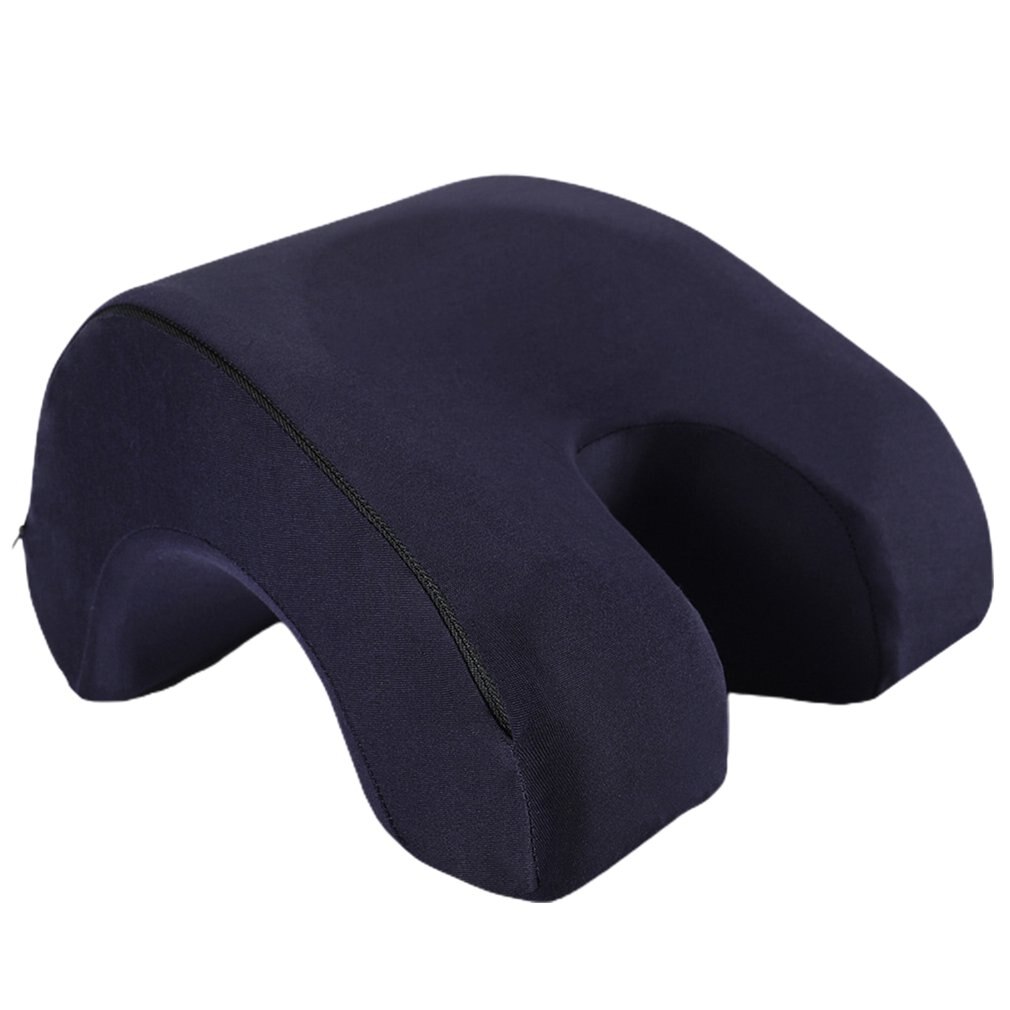 Memory Foam Lying Down Pillow Lunch Break Pillow Office Leisure Nap Pillow Portable Lying Down Pillow: Navy blue