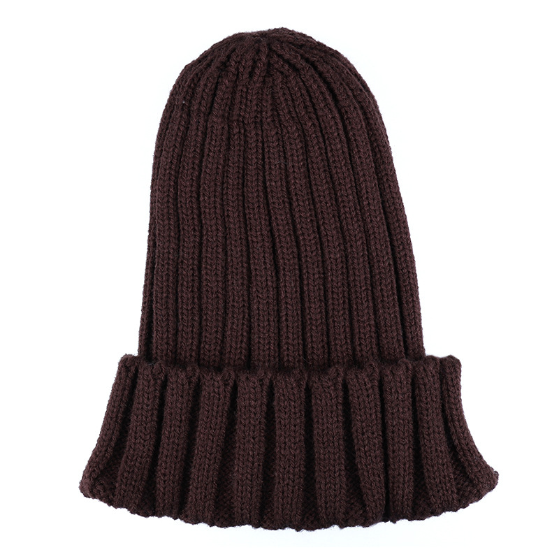 Winter Women Beanies Solid Color Soft Cotton Elastic Knitted Women Hat Girls Bonnet Female Cap: style 2 brown